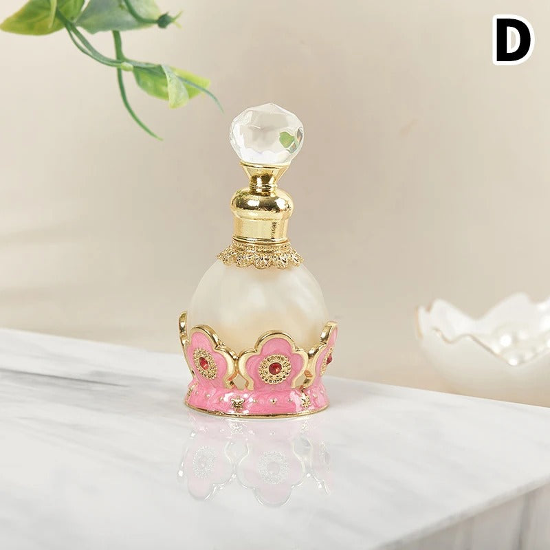 Luxury Vintage Arabesque Refillable Perfume Bottle – Crystal Studded Attar & Essential Oil Dispenser