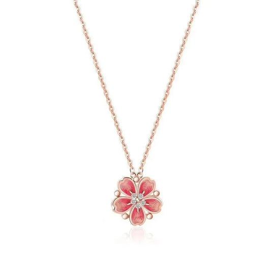 Fashion Light Luxury Peach Blossom Necklace – Elegant Vintage Flower Pendant for Women & Girls (Birthday & Valentine's Gift