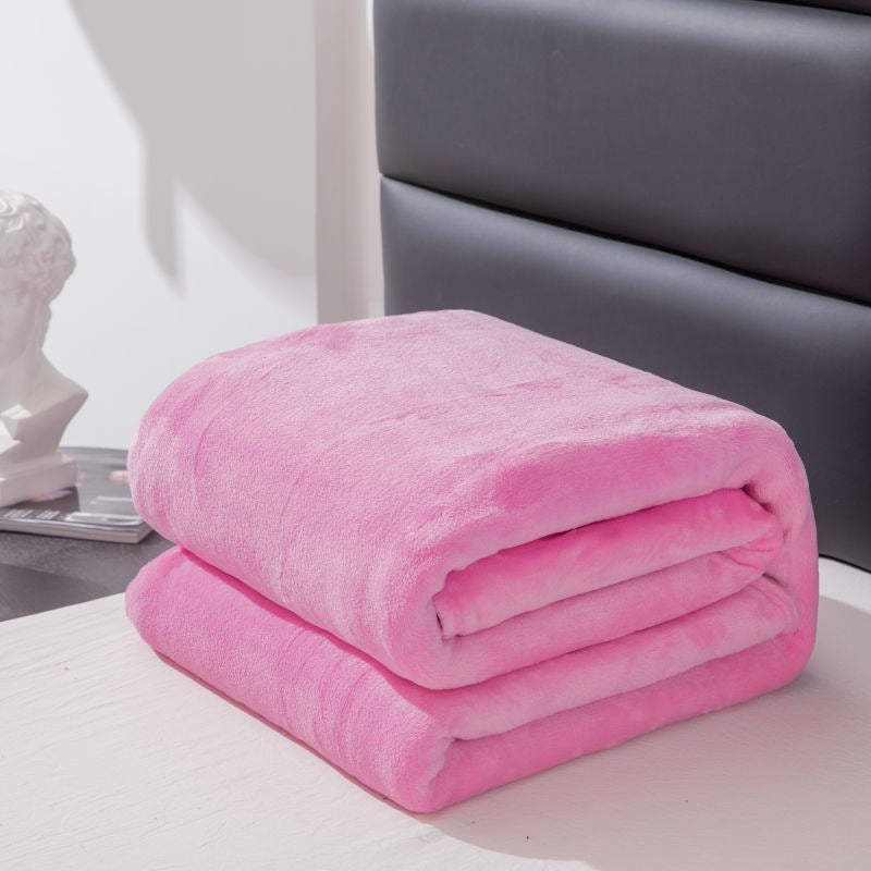 Ultra Soft Solid Coral Fleece Blanket – Cosy Warm Throw