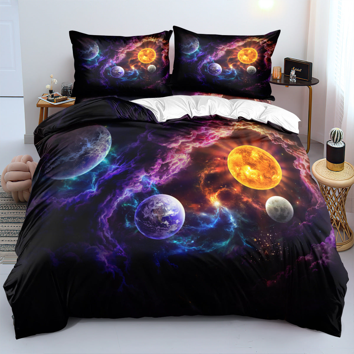 3D Galaxy & Solar System Printed Bed Sheet Set