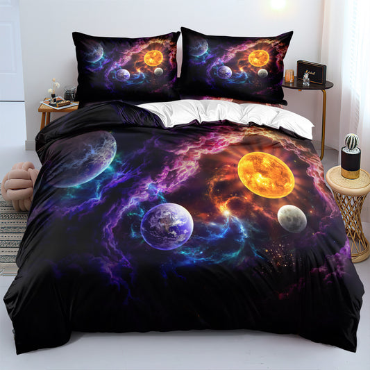 3D Galaxy & Solar System Printed Bed Sheet Set