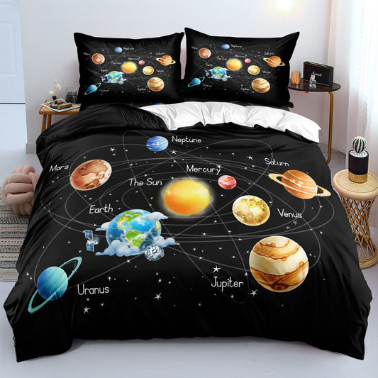 3D Galaxy & Solar System Printed Bed Sheet Set