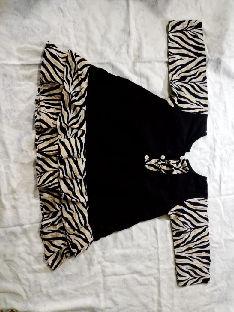 Zebra Stripe Layered Frock for Little Girls