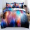3D Abstract Golden Nebula & Galaxy Bedding Set