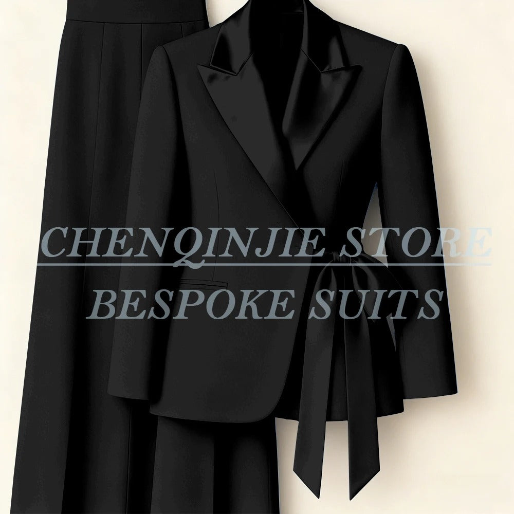 Elegant 2-Piece Office Lady Blazer & Pants Set with Belt – Formal Women's Suit