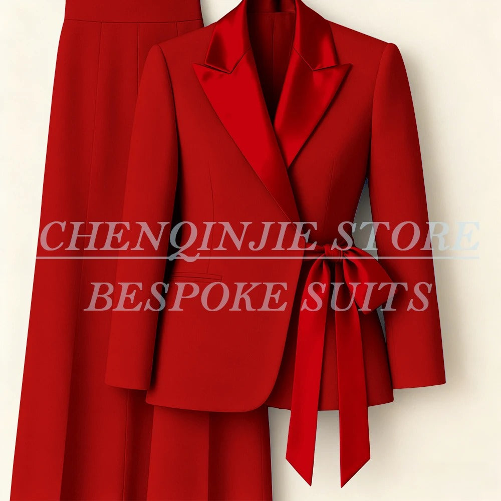 Elegant 2-Piece Office Lady Blazer & Pants Set with Belt – Formal Women's Suit