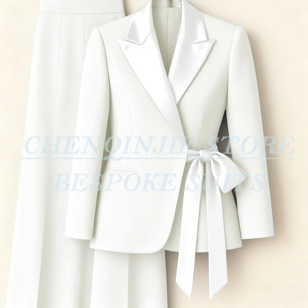 Elegant 2-Piece Office Lady Blazer & Pants Set with Belt – Formal Women's Suit