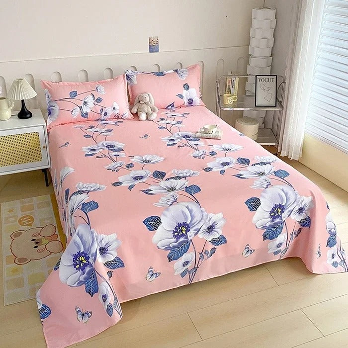 Red Rose Floral Printed Cotton Bedsheet Set