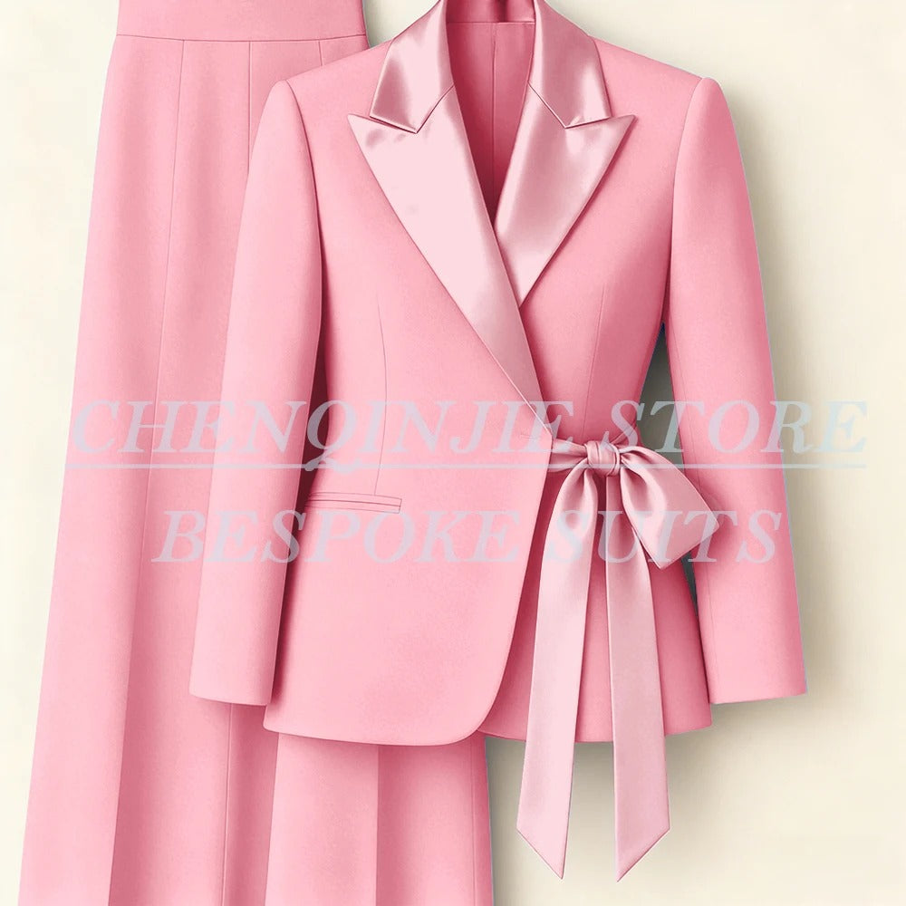 Elegant 2-Piece Office Lady Blazer & Pants Set with Belt – Formal Women's Suit