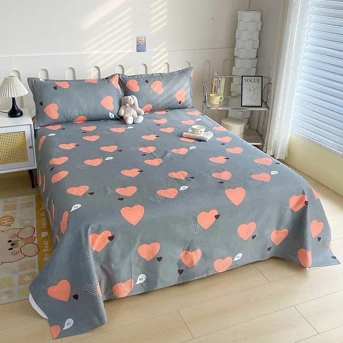 Red Rose Floral Printed Cotton Bedsheet Set