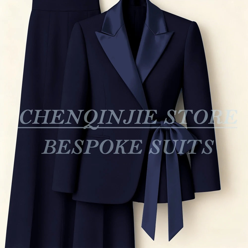 Elegant 2-Piece Office Lady Blazer & Pants Set with Belt – Formal Women's Suit