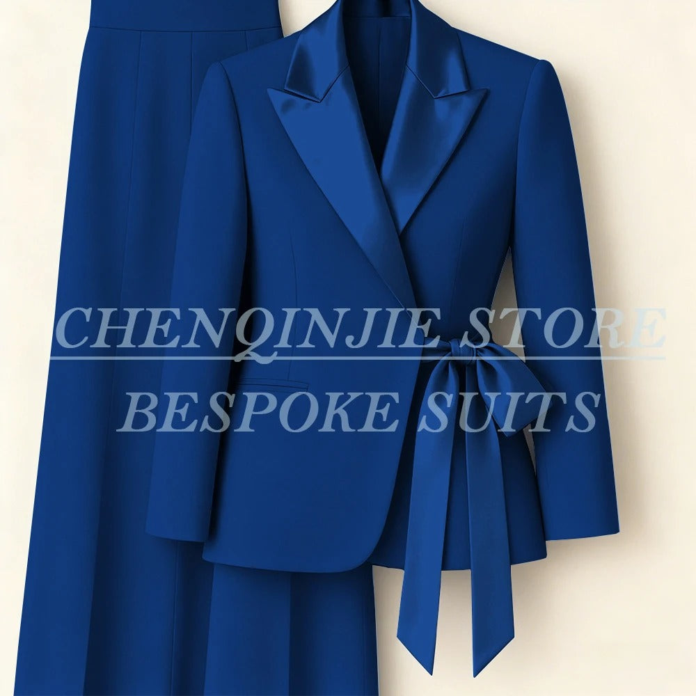 Elegant 2-Piece Office Lady Blazer & Pants Set with Belt – Formal Women's Suit