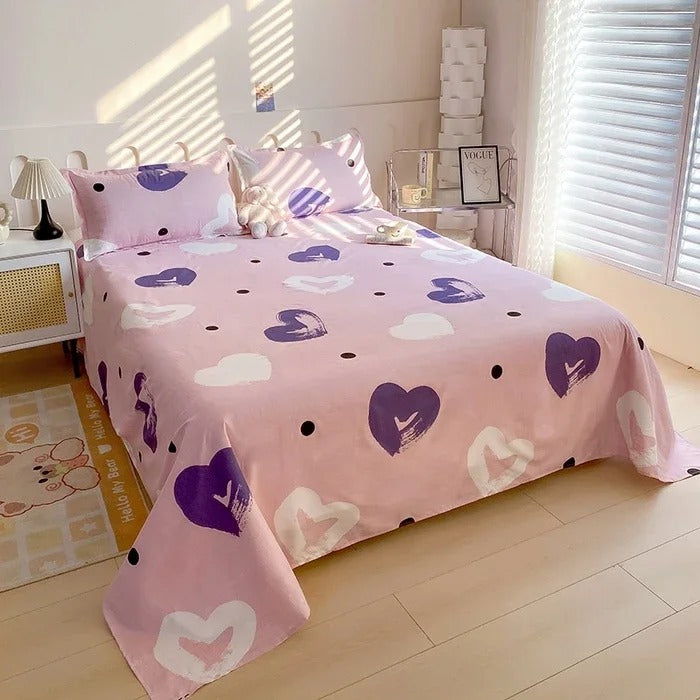 Red Rose Floral Printed Cotton Bedsheet Set