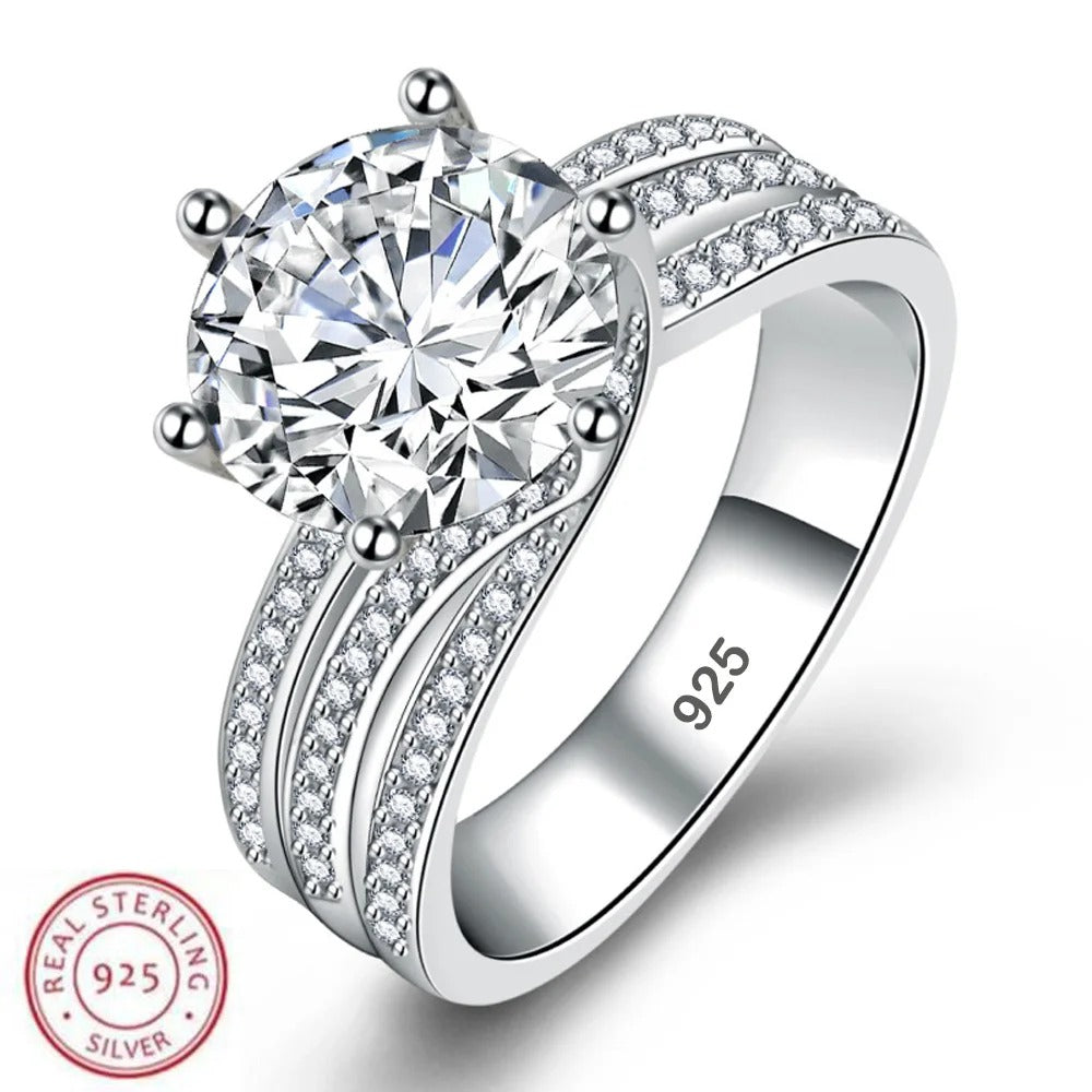 925 Sterling Silver 5A Zircon Luxury Bridal & Party Wear Ring for Women