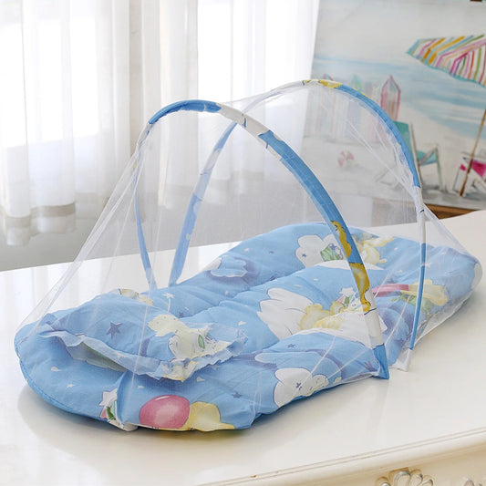 Foldable Baby Crib with Mosquito Net | Portable Baby Bed with Mattress & Pillow