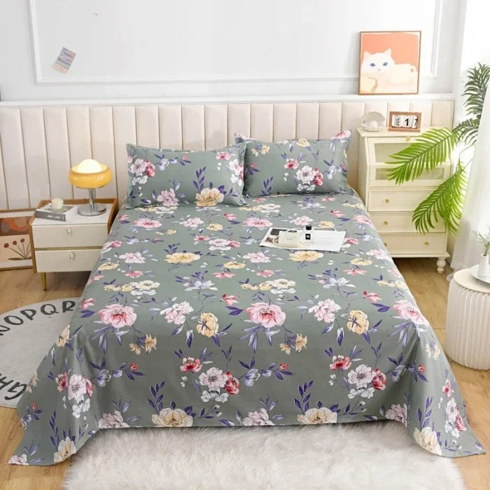Red Rose Floral Printed Cotton Bedsheet Set