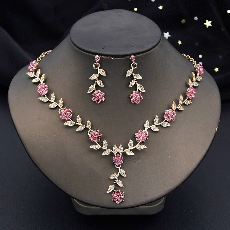 Royal Blue Baroque Crystal Bridal Crown & Jewelry Set (3 Pcs)
