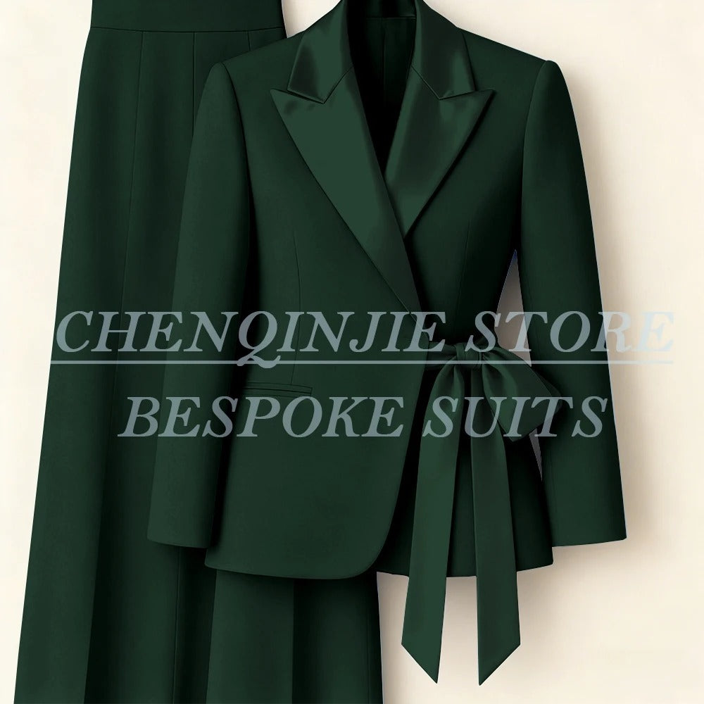 Elegant 2-Piece Office Lady Blazer & Pants Set with Belt – Formal Women's Suit