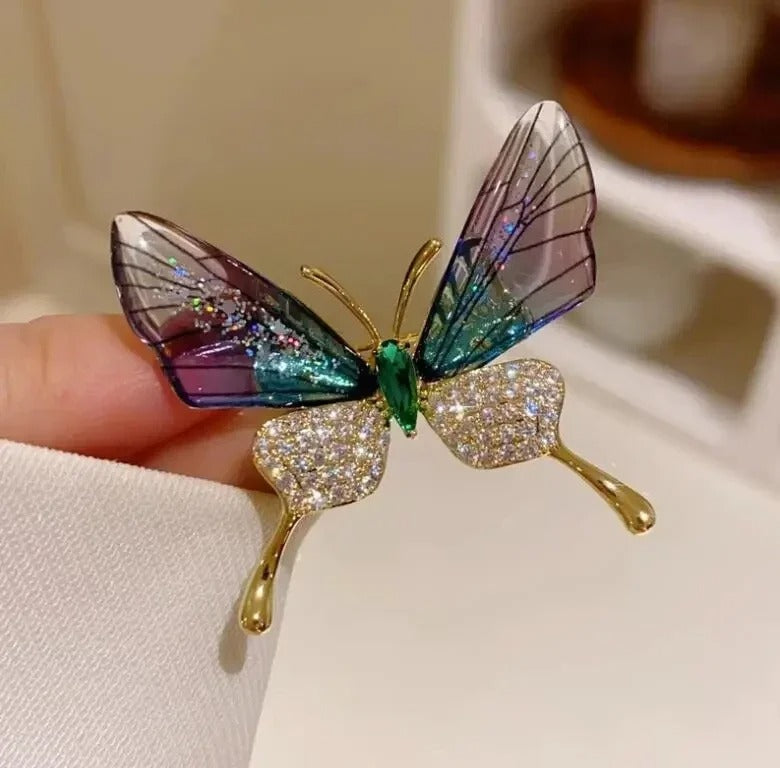 Elegant Emerald Crystal Butterfly Brooch - Premium Luxury Brooch Pin for Suits & Dresses