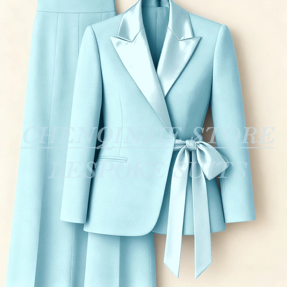 Elegant 2-Piece Office Lady Blazer & Pants Set with Belt – Formal Women's Suit