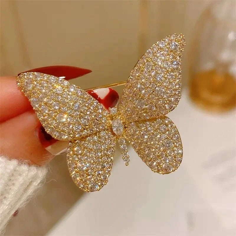 Elegant Emerald Crystal Butterfly Brooch - Premium Luxury Brooch Pin for Suits & Dresses