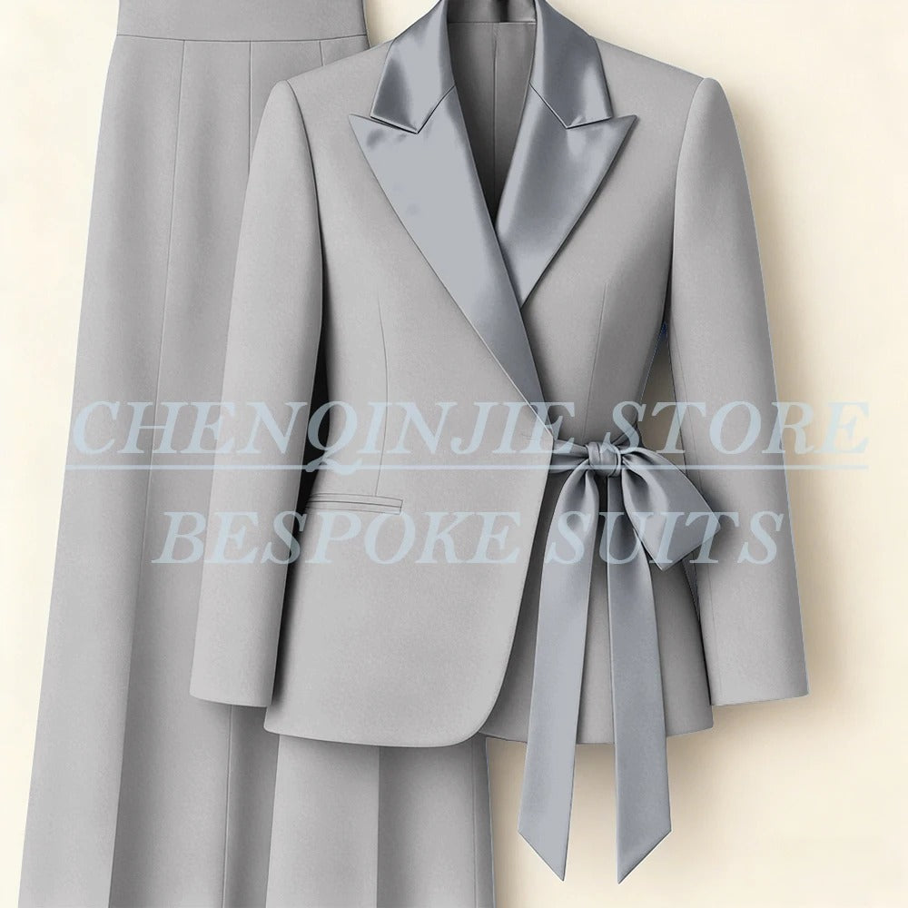 Elegant 2-Piece Office Lady Blazer & Pants Set with Belt – Formal Women's Suit