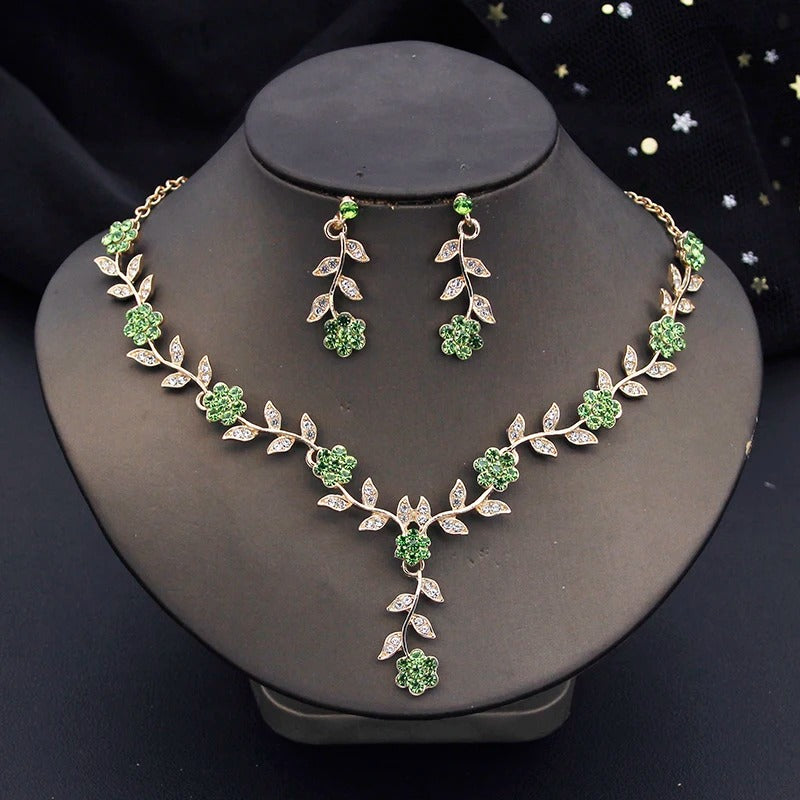 Royal Blue Baroque Crystal Bridal Crown & Jewelry Set (3 Pcs)