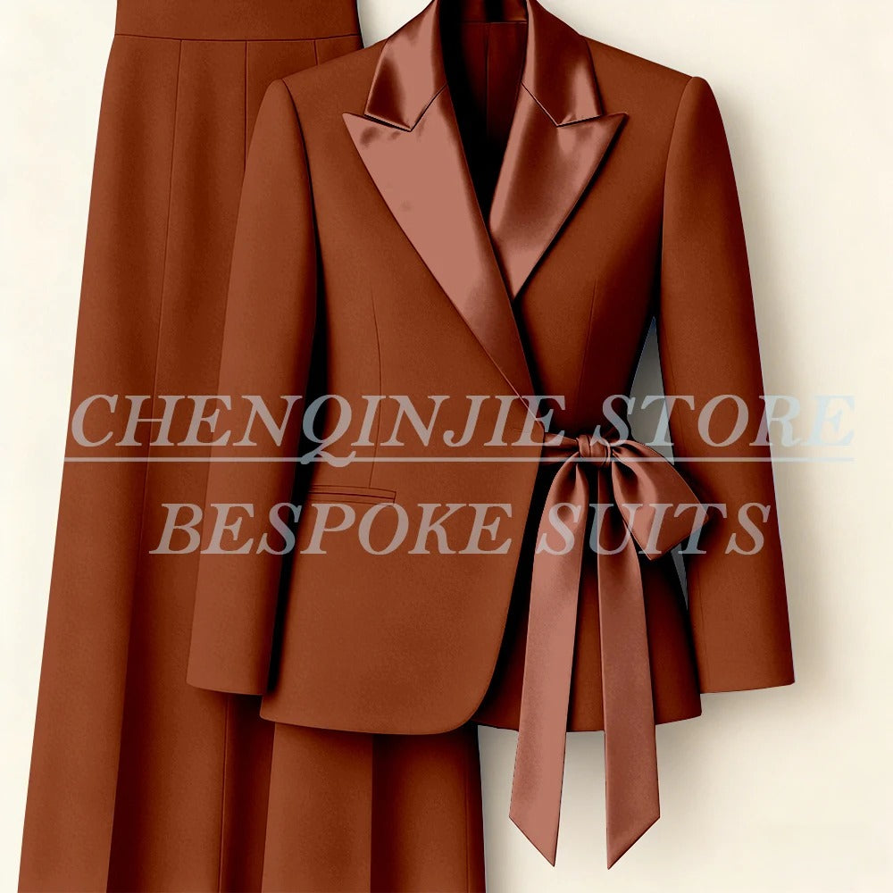 Elegant 2-Piece Office Lady Blazer & Pants Set with Belt – Formal Women's Suit