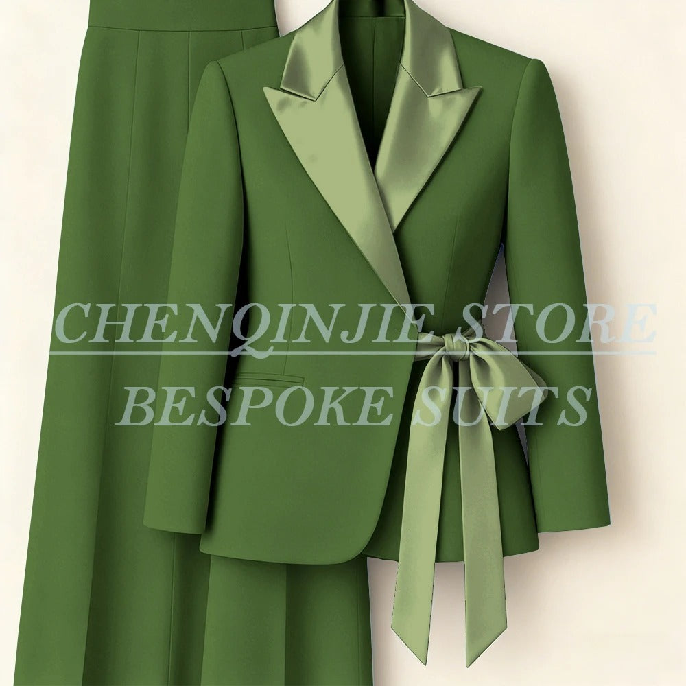 Elegant 2-Piece Office Lady Blazer & Pants Set with Belt – Formal Women's Suit