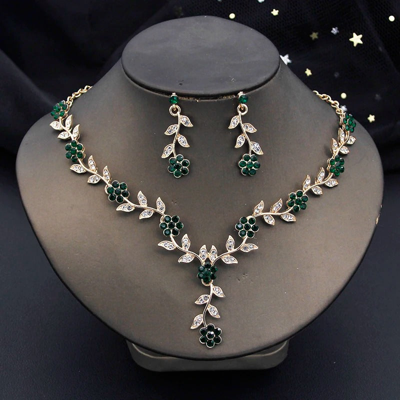 Royal Blue Baroque Crystal Bridal Crown & Jewelry Set (3 Pcs)