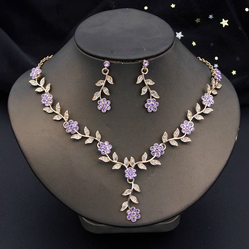 Royal Blue Baroque Crystal Bridal Crown & Jewelry Set (3 Pcs)
