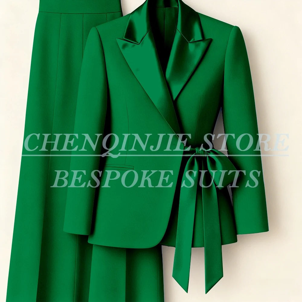 Elegant 2-Piece Office Lady Blazer & Pants Set with Belt – Formal Women's Suit