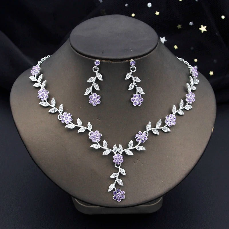 Royal Blue Baroque Crystal Bridal Crown & Jewelry Set (3 Pcs)