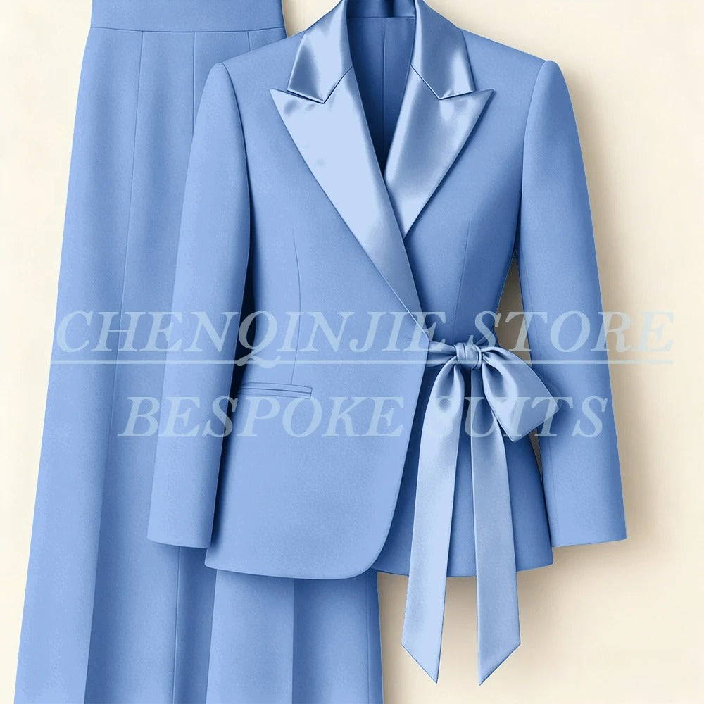 Elegant 2-Piece Office Lady Blazer & Pants Set with Belt – Formal Women's Suit