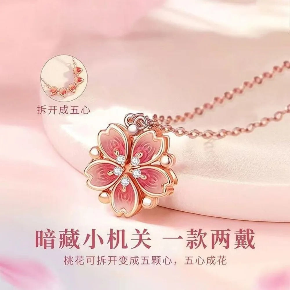 Fashion Light Luxury Peach Blossom Necklace – Elegant Vintage Flower Pendant for Women & Girls (Birthday & Valentine's Gift