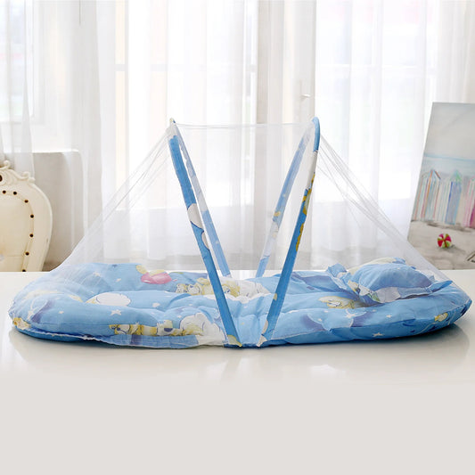 Foldable Baby Crib with Mosquito Net | Portable Baby Bed with Mattress & Pillow