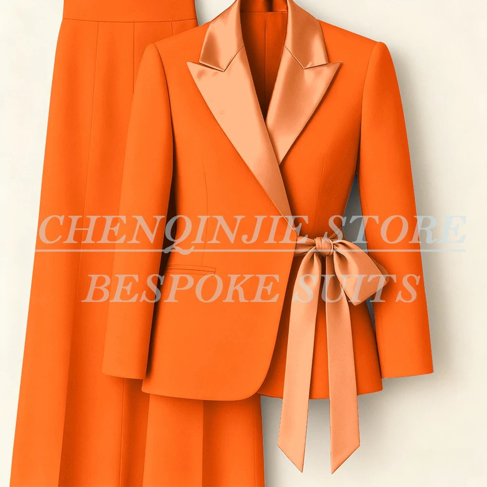 Elegant 2-Piece Office Lady Blazer & Pants Set with Belt – Formal Women's Suit