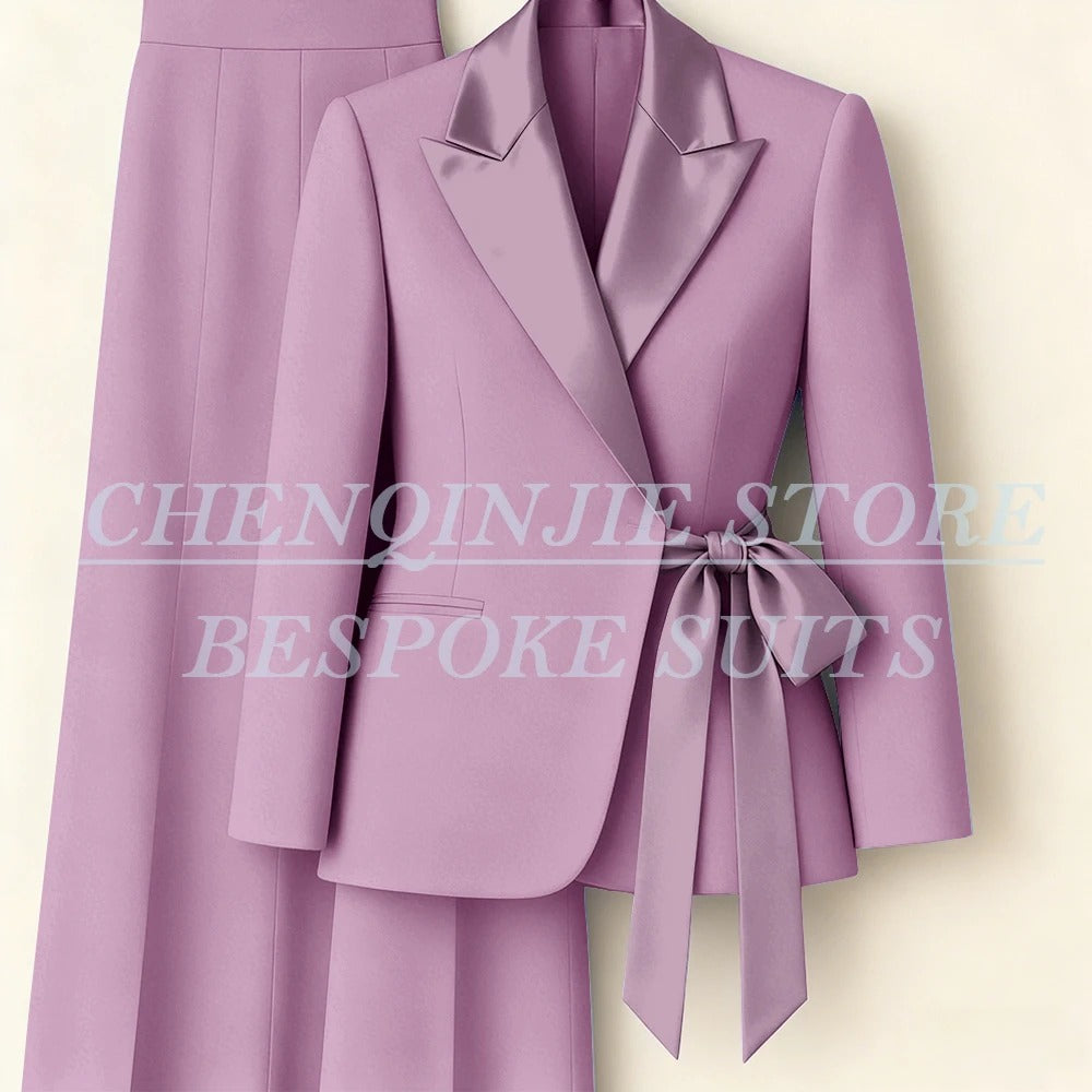 Elegant 2-Piece Office Lady Blazer & Pants Set with Belt – Formal Women's Suit