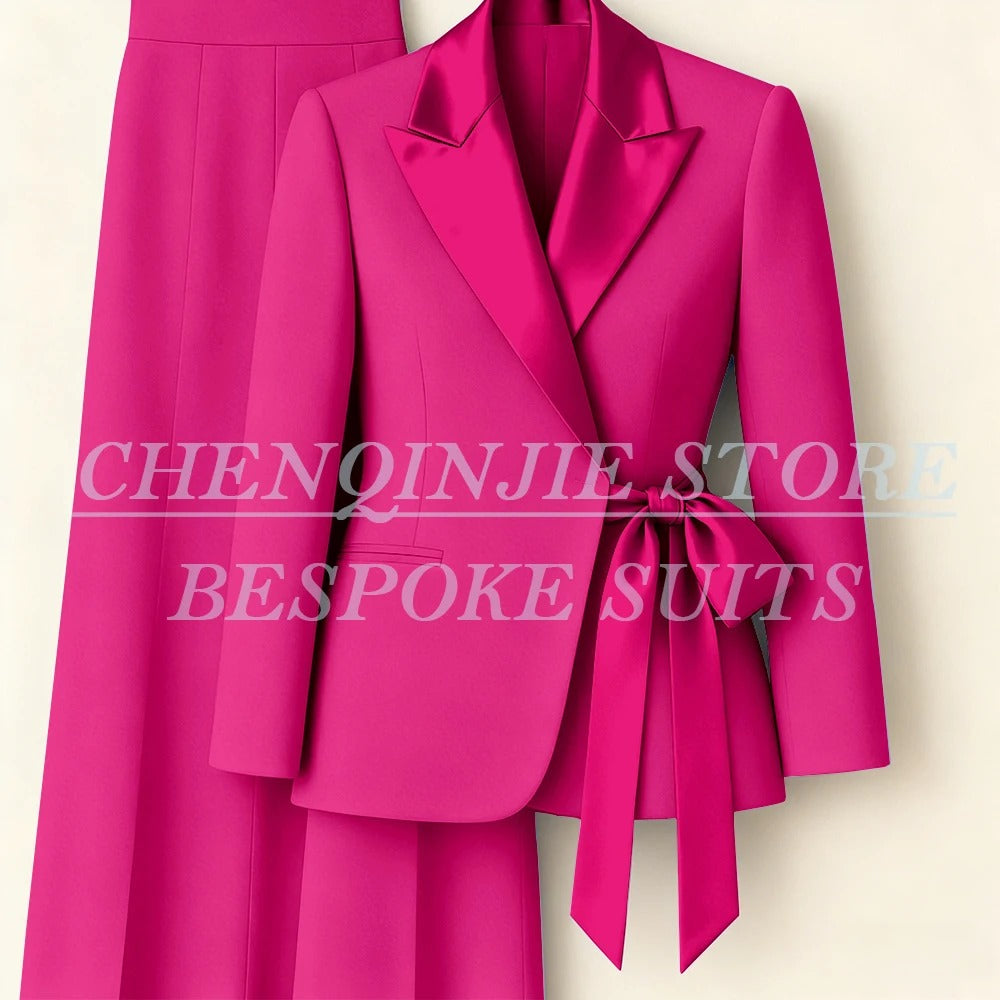 Elegant 2-Piece Office Lady Blazer & Pants Set with Belt – Formal Women's Suit