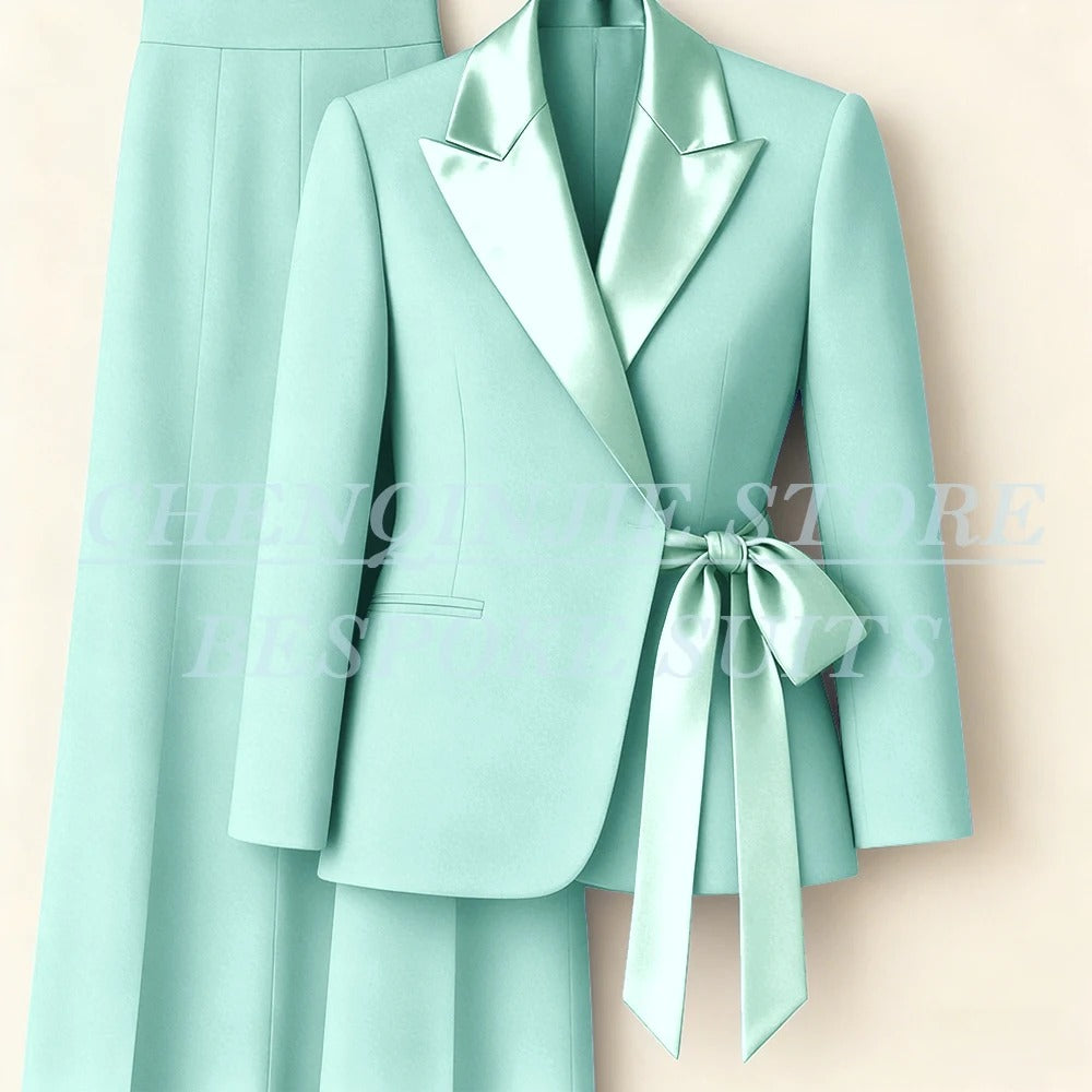 Elegant 2-Piece Office Lady Blazer & Pants Set with Belt – Formal Women's Suit
