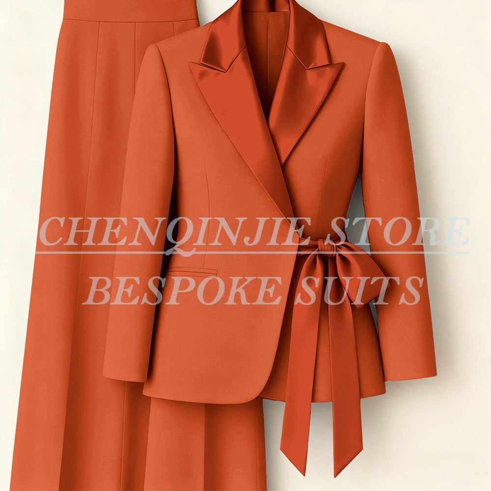 Elegant 2-Piece Office Lady Blazer & Pants Set with Belt – Formal Women's Suit