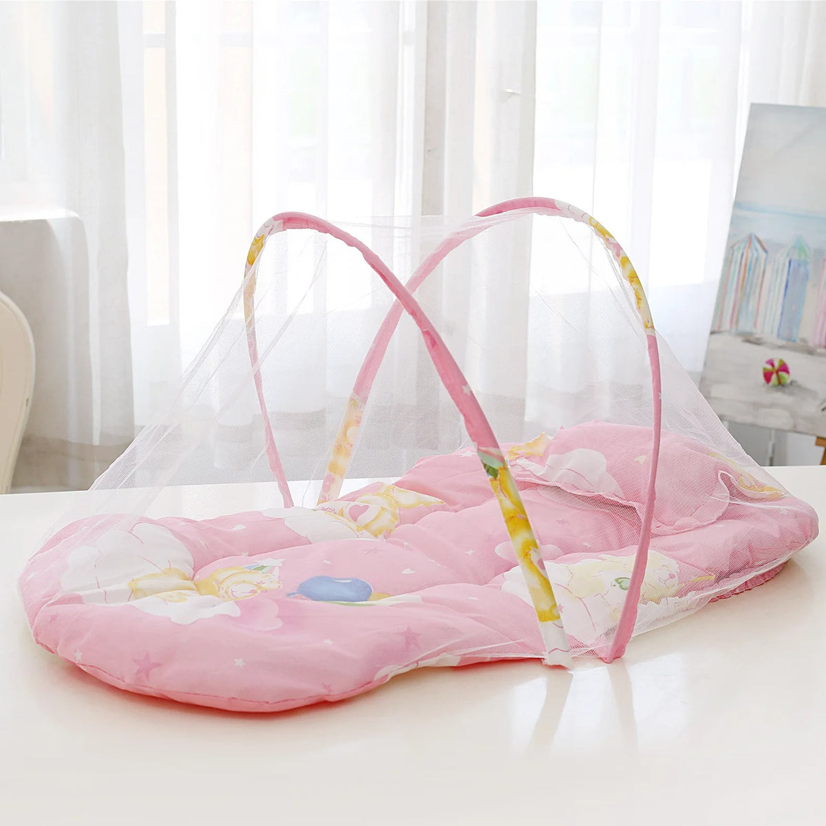 Foldable Baby Crib with Mosquito Net | Portable Baby Bed with Mattress & Pillow