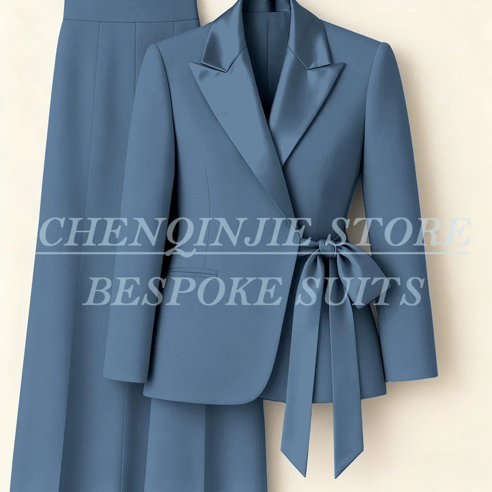Elegant 2-Piece Office Lady Blazer & Pants Set with Belt – Formal Women's Suit