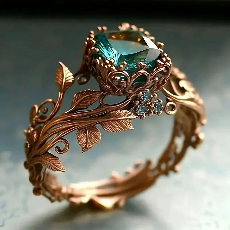 Exquisite Floral & Butterfly Zircon Statement Ring for Women