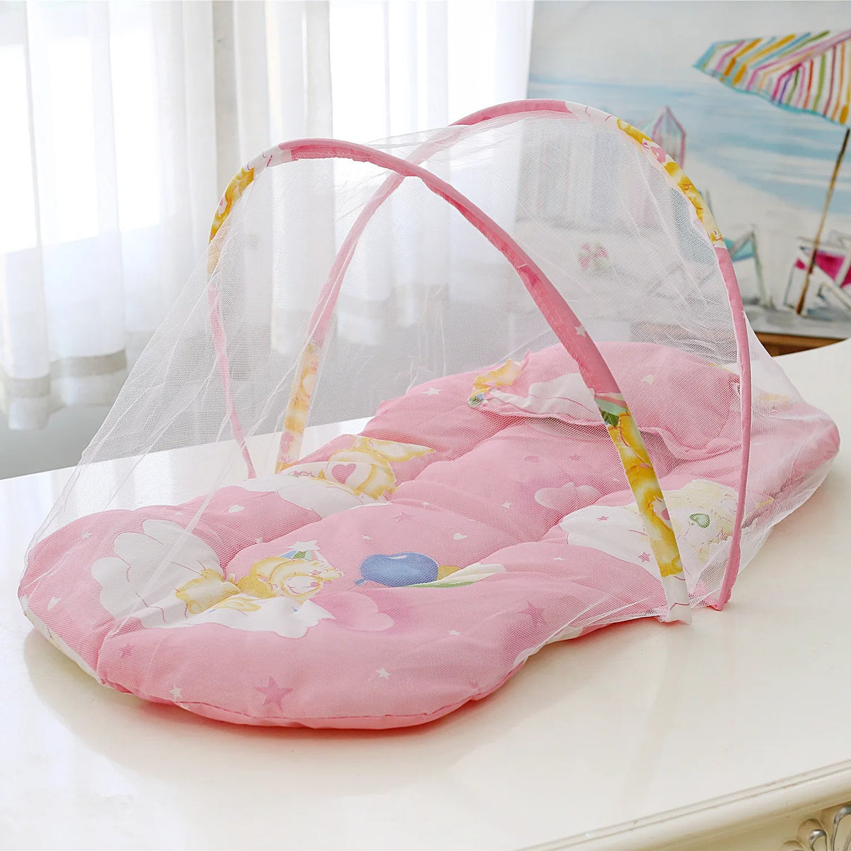 Foldable Baby Crib with Mosquito Net | Portable Baby Bed with Mattress & Pillow
