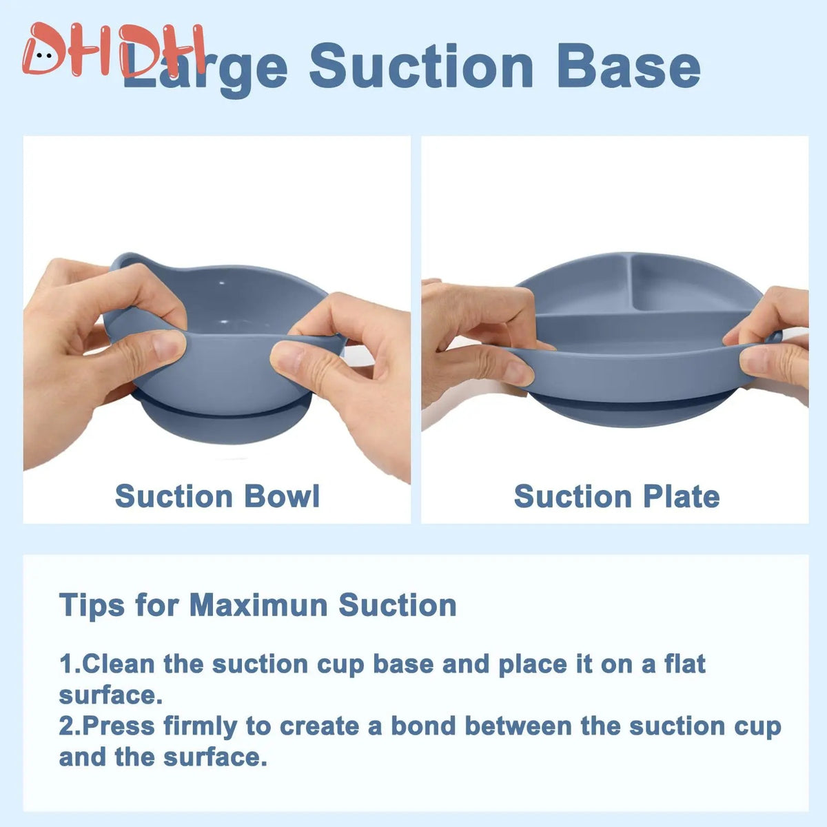 Premium Silicone Baby Feeding Set – Non-Slip Suction Bowl, Divided Plate, Bib & Cutlery Set