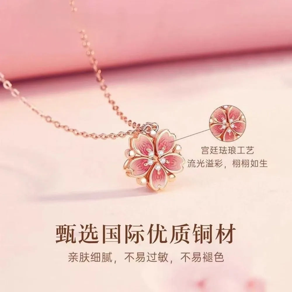 Fashion Light Luxury Peach Blossom Necklace – Elegant Vintage Flower Pendant for Women & Girls (Birthday & Valentine's Gift