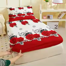 Romantic Red Rose Flower Printed Fitted Bedsheet – Deep Pocket Elastic Mattress Cover