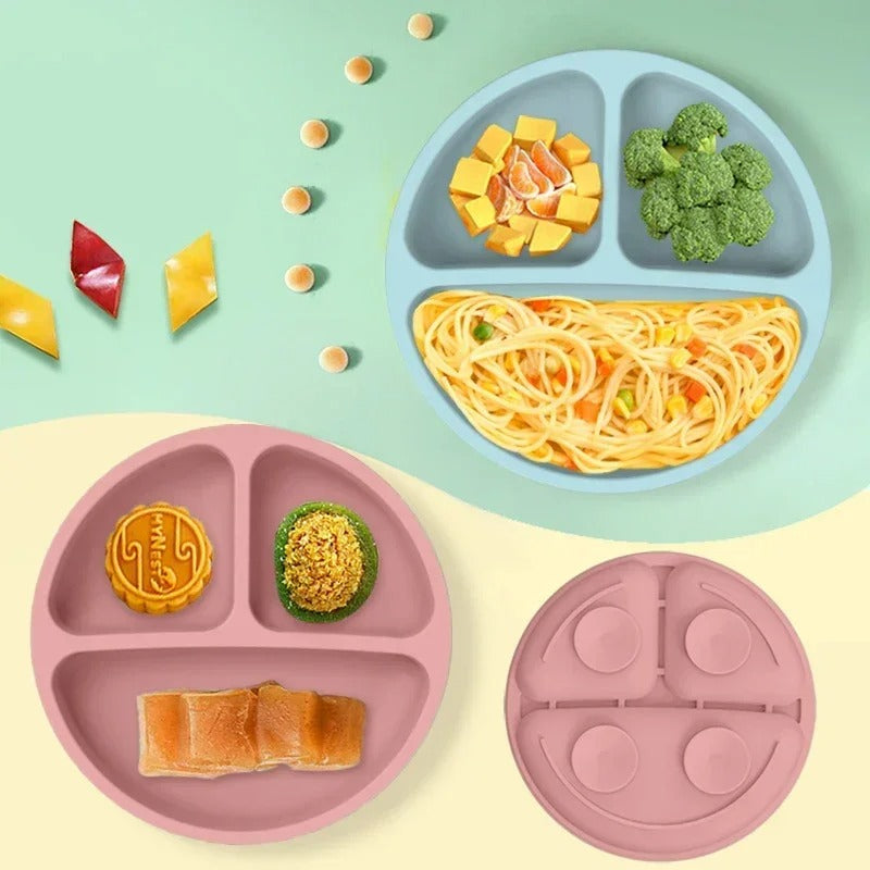 Premium 6-Piece Silicone Baby Feeding Set – Non-Slip Suction Bowl, Divided Plate, Straw Cup, Bib & Cutlery