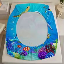 3D Dolphin & Sea Turtle Printed Fitted Bedsheet – Deep Pocket Elastic Mattress Cover